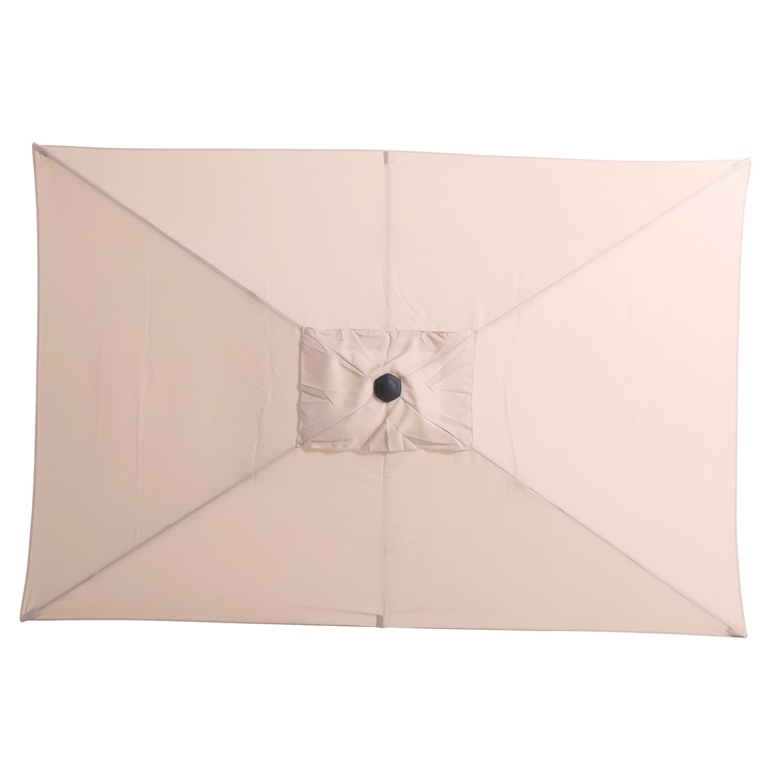 Ombrellone rettangolare beige Honolulu, 200x300 cm, con meccanismo a manovella. Vista dall'alto.