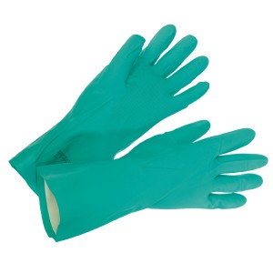 Guanti protettivi in nitrile LUX verdi, taglia 9, per lavori chimici.