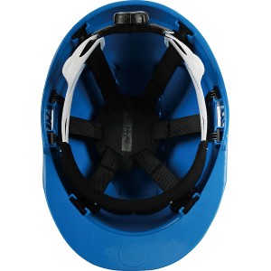 Vista interna: Casco da cantiere LUX blu con sospensione a 6 punti per una protezione ottimale.
