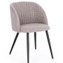 Sedia t.b.t. con rivestimento bouclé grigio e gambe nere.
