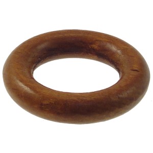 Anello in legno marrone per bastone per tende, per fissare le tende.