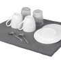 Wenko Miko tappetino scolapiatti in microfibra, grigio, con stoviglie. Tappetino asciugatura assorbente per la cucina.