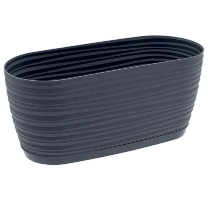 Cassetta portafiori Sahara in plastica con sottovaso 12x27x13 cm antracite