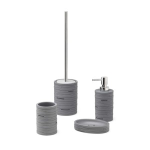 Portaspazzolini bagno Helen in resina grigio
