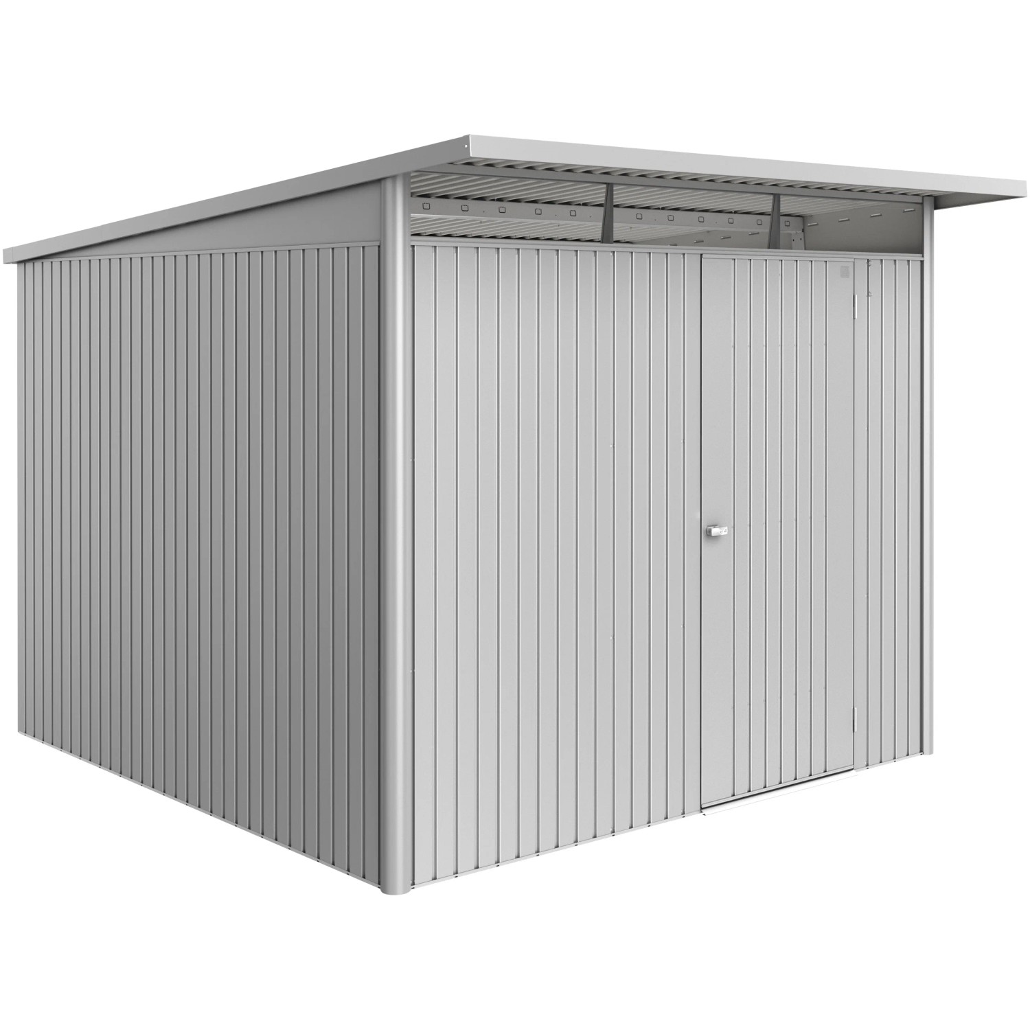 Casetta da giardino Biohort AvantGarde ECO taglia A7, argento metallizzato, con porta standard. Casetta in metallo per il giardino.