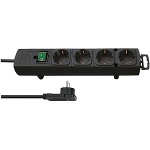 Ciabatta Brennenstuhl Comfort-Line Plus nera con 4 prese e cavo da 2 m.