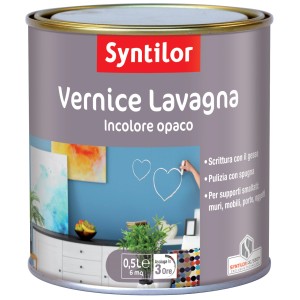 Smalto trasparente Syntilor per lavagna, incolore opaco, 0.5L. Per pareti, mobili e porte.