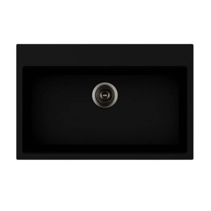 Lavello da incasso in quarzo 1 vasca 78x51 cm nero