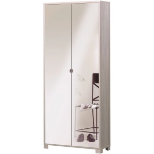 Armadio stretto e chiaro con ante a specchio per camera da letto o corridoio.