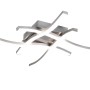 Plafoniera LED moderna con elementi curvi color argento.