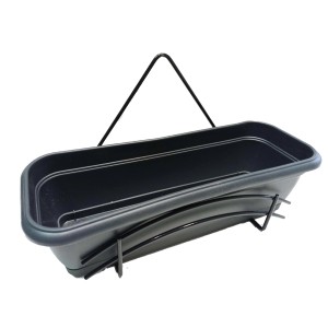 Fioriera nera t.b.t. con supporto per balcone.