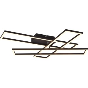 Moderna plafoniera LED Corso, nero opaco, con elementi luminosi orientabili.