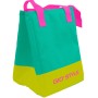 Borsa termica da campeggio t.b.t., turchese-gialla con manici rosa.