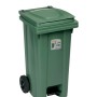 Cestino t.b.t. verde con coperchio, pedale e ruote.