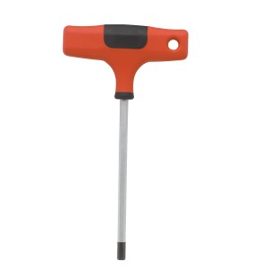 Chiave a brugola LUX con manico a T 4 mm, esagonale con impugnatura comfort rossa.