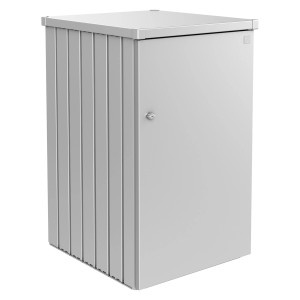 Box per bidoni Biohort Alex, variante 1, in metallo argentato. Rivestimento bidone chiudibile a chiave.