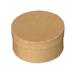 Scatola rotonda di cartone marrone per forniture artistiche, ad esempio per riporre i pennelli.