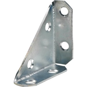 Staffa angolare in metallo con fori per costruzione mobili e strutture in legno.