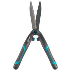 Cesoie per siepi manuali Gardena PrecisionCut, lame grigie, manici blu-grigi.