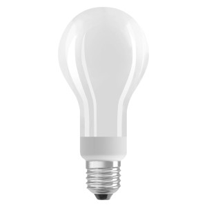 Lampadina LED E27 con finitura bianco opaco.