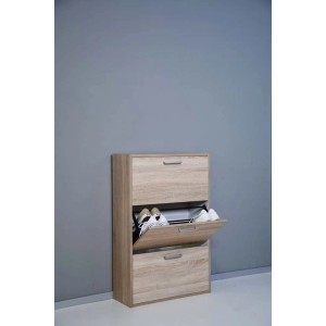 Scarpiera 3 ribalte doppia profondita 100x65x25 cm rovere sonoma