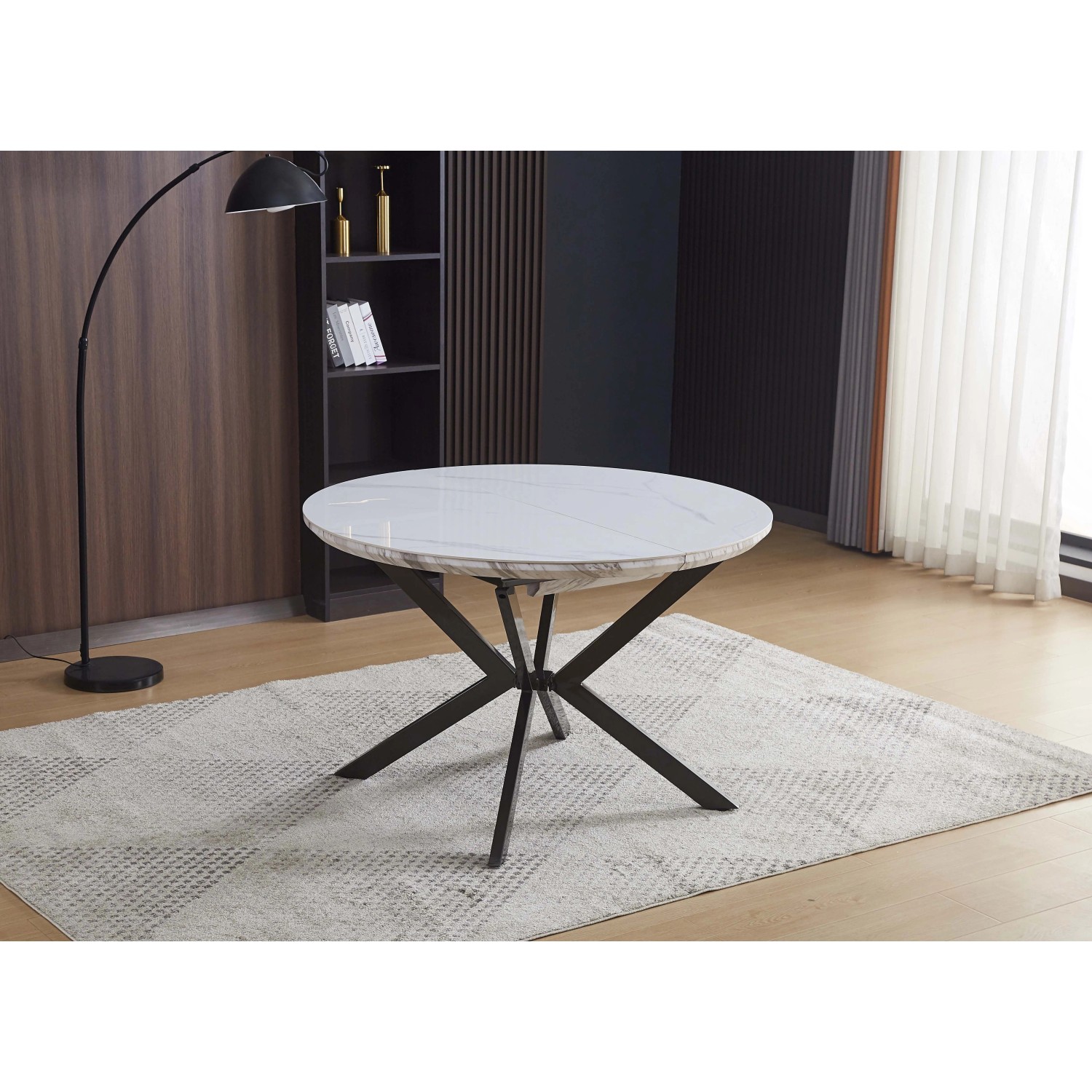 Lumivortex Tavolo da pranzo rotondo allungabile, tavolo da cucina 100/140 x 100 x 75 cm, tavolo da pranzo rotondo bianco per 2-6 persone, tavolo da pranzo allungabile per spazi multifunzionali