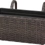 Fioriera da balcone marrone in polyrattan con ganci per fissaggio ringhiera, 40x28x22 cm.