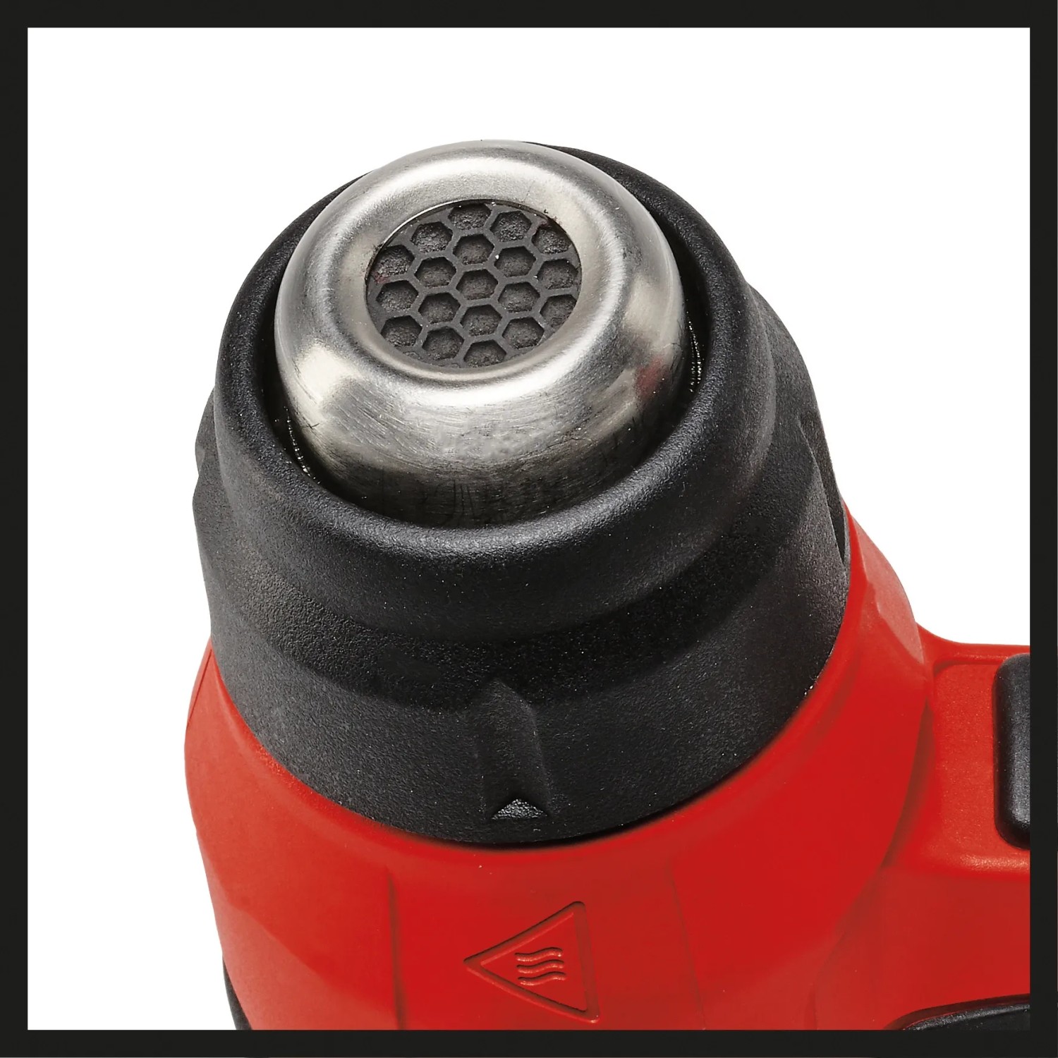 Dettaglio: Pistola termica a batteria Einhell Power X-Change TE-HA 18 Li Solo, ugello con griglia a nido d'ape.