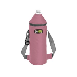 Portabevande rosa con tracolla per attrezzatura da campeggio.