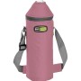 Portabevande rosa con tracolla per attrezzatura da campeggio.