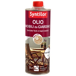 Olio per legno Syntilor per mobili da giardino, protegge teak e legni esotici.