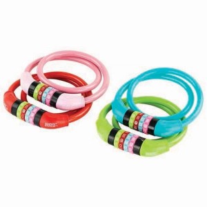 Lucchetti per bici t.b.t. multicolore con codice numerico per maggiore sicurezza.