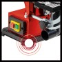 Dettaglio della levigatrice a nastro e disco Einhell TC-US 380, con focus sui comandi e l'aspirazione della polvere.