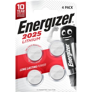 Energizer CR 2025 Litio, batteria a bottone, confezione da 4. Batteria per dispositivi elettronici.
