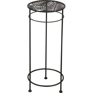 Portafiori nero con motivo a foglia di palma, Ø 24 cm, altezza 60 cm, per giardino e interni.