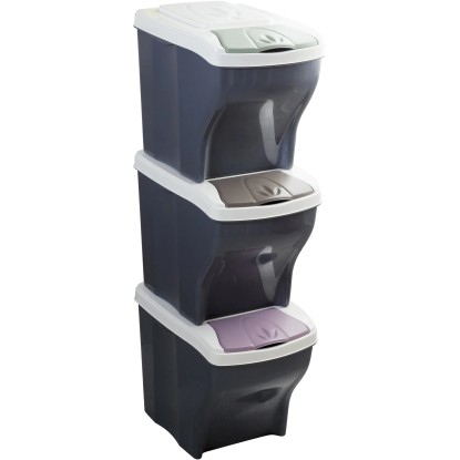 Set 3 pattumiere per raccolta differenziata Poker Tris 60 l col assortiti
