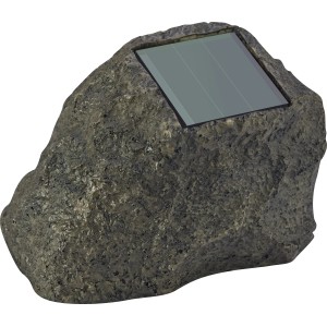 Luce solare decorativa a LED effetto pietra nera per il giardino.