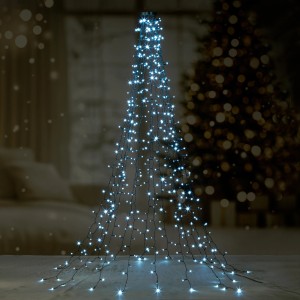 Tenda luminosa ad albero LED con 512 LED bianco caldo e freddo per interni ed esterni.