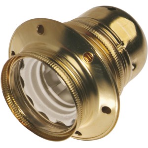 Portalampada dorata con attacco bianco per lampadine.