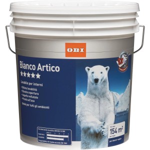 Secchio di pittura per interni bianca "Bianco Artico" di OBI. Copertura per interni.