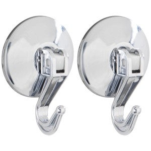 Set da 2 ganci a ventosa Wenko cromati, ideali per bagno e cucina. Porta asciugamani senza forare.