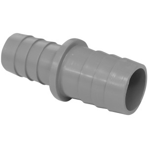 Connettore grigio per tubi lavatrice.