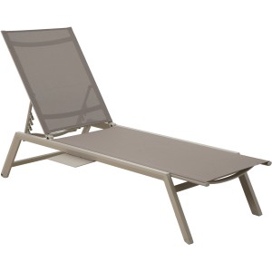 Lettino prendisole t.b.t. in metallo e tessuto grigio.