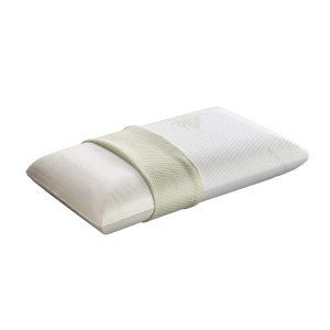 Cuscino t.b.t., bianco con fascia verde chiaro. Per un sonno riposante.