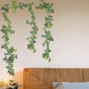 Adesivi murali edera come decorazione da parete in camera da letto.