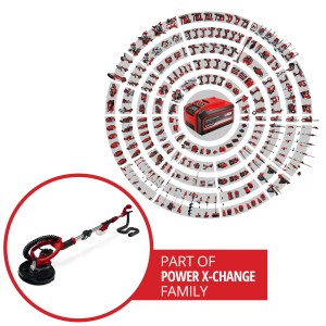 Levigatrice per cartongesso a batteria Einhell Power X-Change TP-DW 18/225 Li Solo, parte della famiglia Power X-Change.