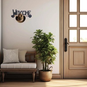 Organizzatore da parete "Welcome" con appendiabiti in corridoio.