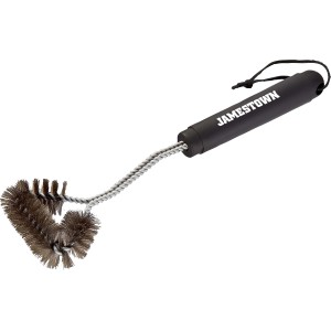 Spazzola per barbecue Jamestown con manico nero per pulire le griglie.
