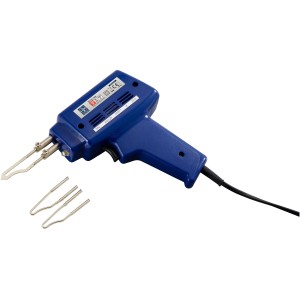 Set pistola saldante LUX blu da 100 W con tre punte per elettronica ed elettrotecnica.