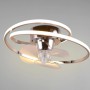 Plafoniera LED moderna con ventilatore, design a spirale, finitura cromata.